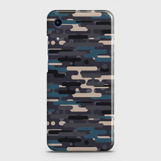 Honor 8A Without Sensor Cut Cover - Camo Series 2 - Blue & Grey Design - Matte Finish - Snap On Hard Case with LifeTime Colors Guarantee