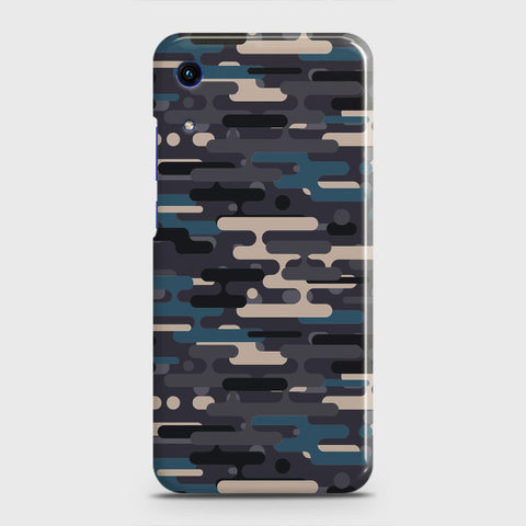 Honor 8A Without Sensor Cut Cover - Camo Series 2 - Blue & Grey Design - Matte Finish - Snap On Hard Case with LifeTime Colors Guarantee