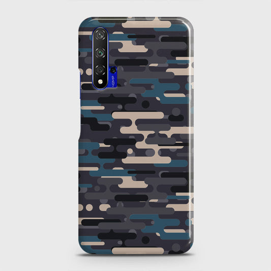 Honor 20 Cover - Camo Series 2 - Blue & Grey Design - Matte Finish - Snap On Hard Case with LifeTime Colors Guarantee