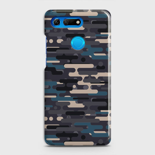 Huawei Honor View 20 Cover - Camo Series 2 - Blue & Grey Design - Matte Finish - Snap On Hard Case with LifeTime Colors Guarantee