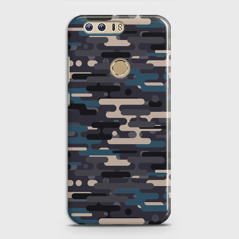 Huawei Honor 8 Cover - Camo Series 2 - Blue & Grey Design - Matte Finish - Snap On Hard Case with LifeTime Colors Guarantee