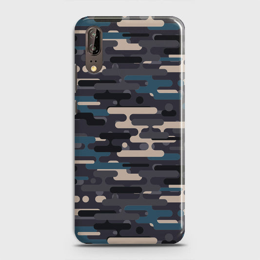 Huawei P20 Cover - Camo Series 2 - Blue & Grey Design - Matte Finish - Snap On Hard Case with LifeTime Colors Guarantee