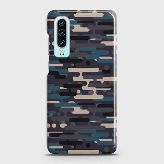 Huawei P30 Cover - Camo Series 2 - Blue & Grey Design - Matte Finish - Snap On Hard Case with LifeTime Colors Guarantee