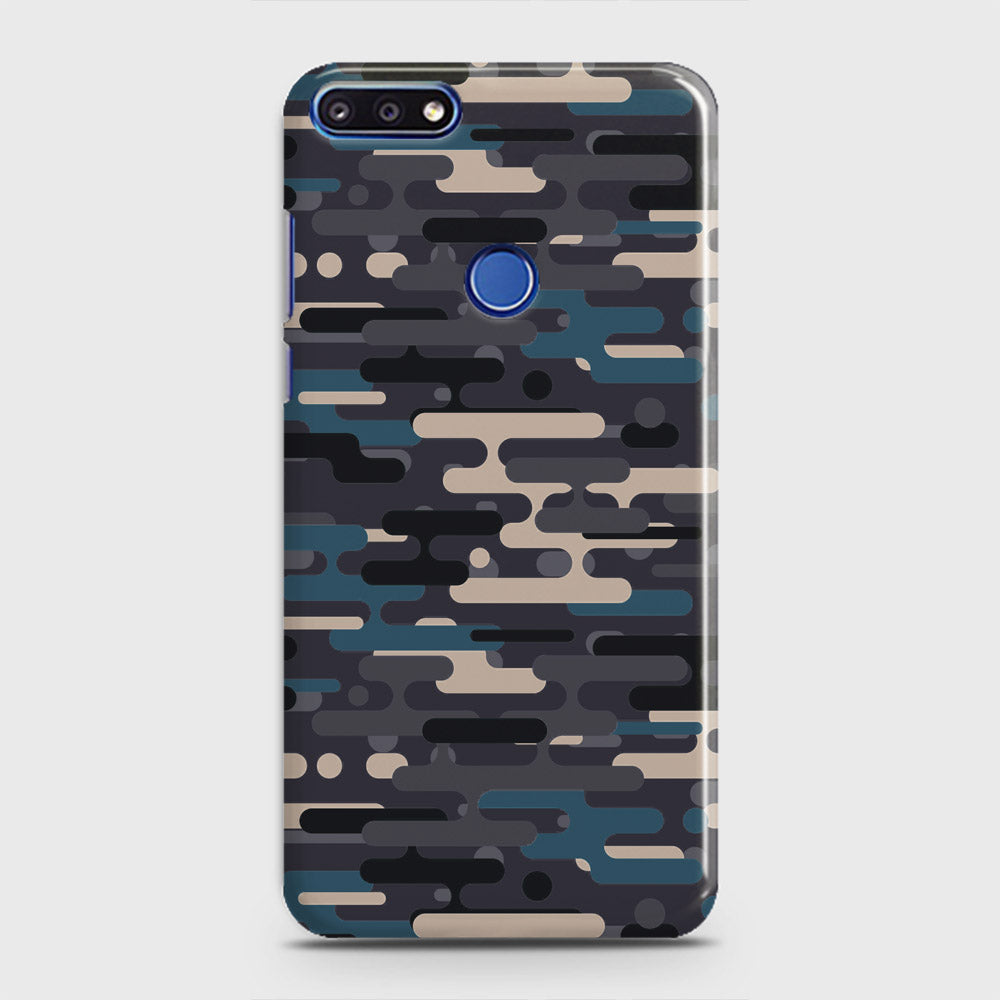 Honor 7A Cover - Camo Series 2 - Blue & Grey Design - Matte Finish - Snap On Hard Case with LifeTime Colors Guarantee