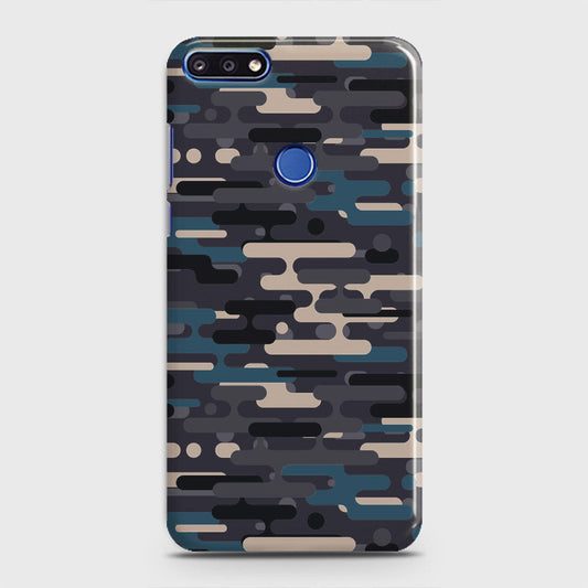 Honor 7A Cover - Camo Series 2 - Blue & Grey Design - Matte Finish - Snap On Hard Case with LifeTime Colors Guarantee