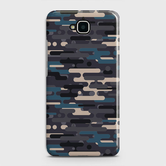 Huawei Y6 Pro 2015 Cover - Camo Series 2 - Blue & Grey Design - Matte Finish - Snap On Hard Case with LifeTime Colors Guarantee