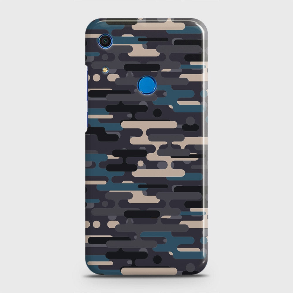 Huawei Y6s 2019 Cover - Camo Series 2 - Blue & Grey Design - Matte Finish - Snap On Hard Case with LifeTime Colors Guarantee