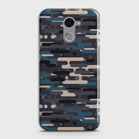 Huawei Y7 Prime  Cover - Camo Series 2 - Blue & Grey Design - Matte Finish - Snap On Hard Case with LifeTime Colors Guarantee