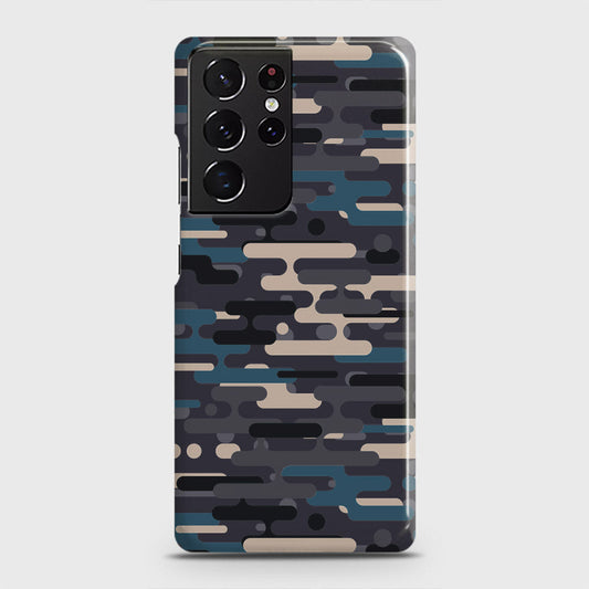 Samsung Galaxy S21 Ultra 5G Cover - Camo Series 2 - Blue & Grey Design - Matte Finish - Snap On Hard Case with LifeTime Colors Guarantee (Fast Delivery) (H)