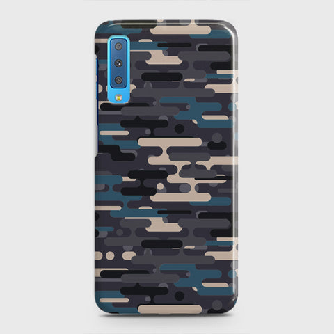 Samsung Galaxy A7 2018 Cover - Camo Series 2 - Blue & Grey Design - Matte Finish - Snap On Hard Case with LifeTime Colors Guarantee