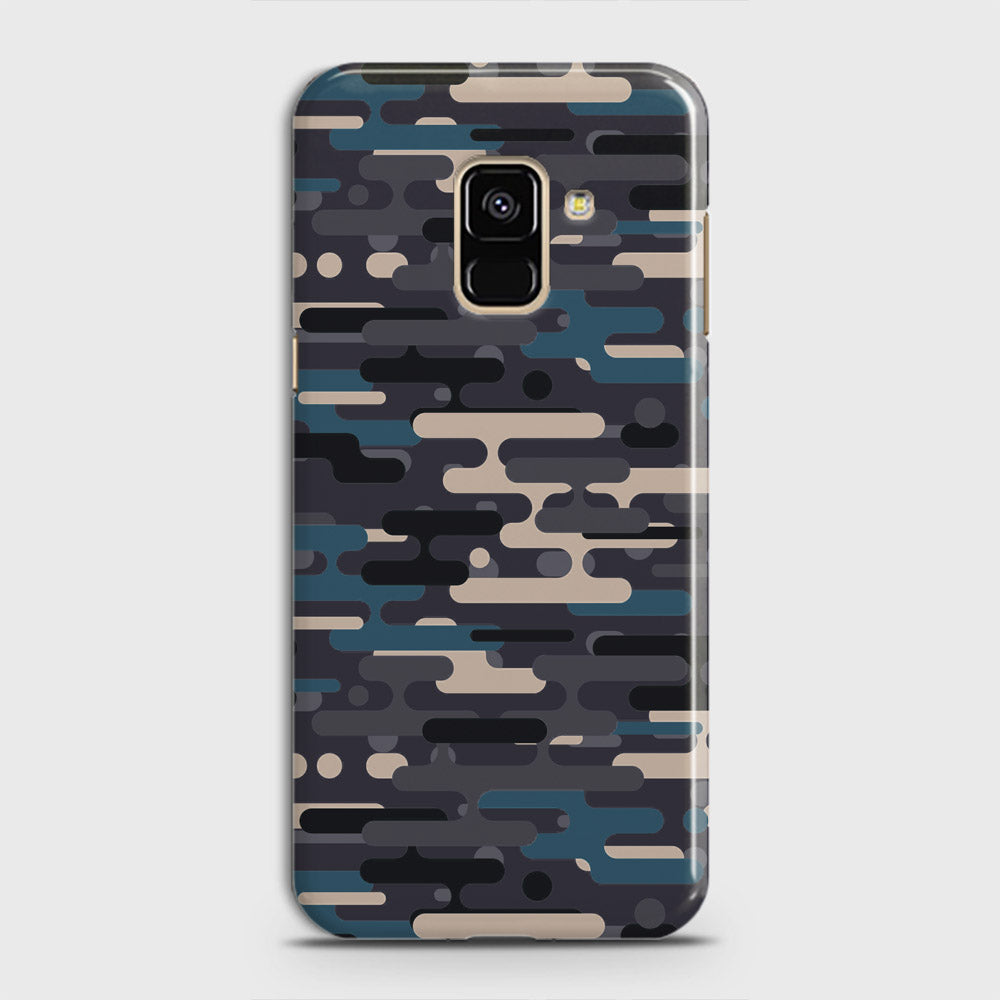 Samsung Galaxy A8 2018 Cover - Camo Series 2 - Blue & Grey Design - Matte Finish - Snap On Hard Case with LifeTime Colors Guarantee