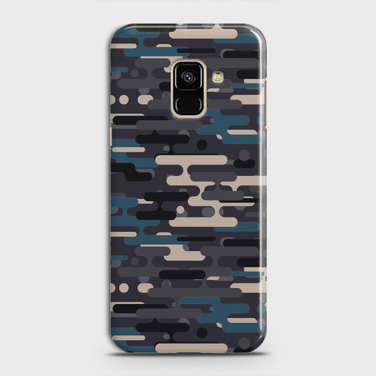 Samsung Galaxy A8 Plus 2018 Cover - Camo Series 2 - Blue & Grey Design - Matte Finish - Snap On Hard Case with LifeTime Colors Guarantee