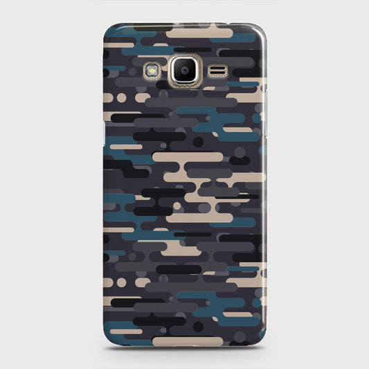 Samsung Galaxy J7 Core Cover - Camo Series 2 - Blue & Grey Design - Matte Finish - Snap On Hard Case with LifeTime Colors Guarantee