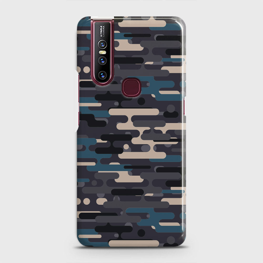 Vivo V15 Cover - Camo Series 2 - Blue & Grey Design - Matte Finish - Snap On Hard Case with LifeTime Colors Guarantee