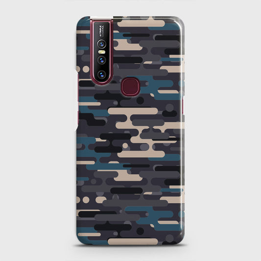 Vivo V15 Cover - Camo Series 2 - Blue & Grey Design - Matte Finish - Snap On Hard Case with LifeTime Colors Guarantee