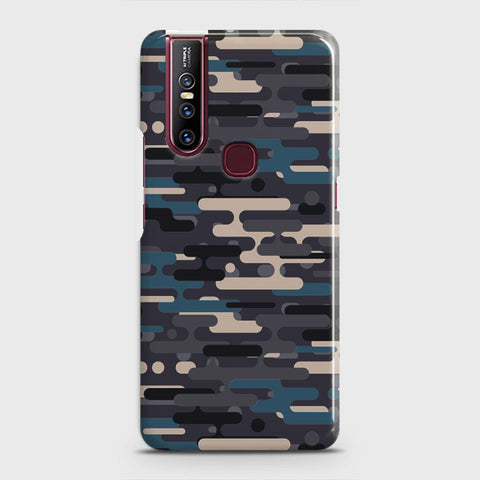 Vivo V15 Cover - Camo Series 2 - Blue & Grey Design - Matte Finish - Snap On Hard Case with LifeTime Colors Guarantee