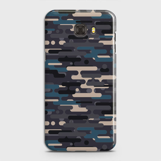 Samsung Galaxy C7 Pro Cover - Camo Series 2 - Blue & Grey Design - Matte Finish - Snap On Hard Case with LifeTime Colors Guarantee
