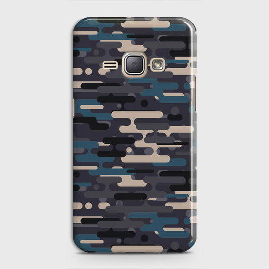 Samsung Galaxy J1 2016 / J120 Cover - Camo Series 2 - Blue & Grey Design - Matte Finish - Snap On Hard Case with LifeTime Colors Guarantee