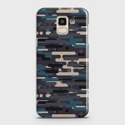 Samsung Galaxy J6 2018 Cover - Camo Series 2 - Blue & Grey Design - Matte Finish - Snap On Hard Case with LifeTime Colors Guarantee
