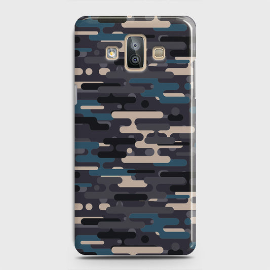 Samsung Galaxy J7 Duo Cover - Camo Series 2 - Blue & Grey Design - Matte Finish - Snap On Hard Case with LifeTime Colors Guarantee