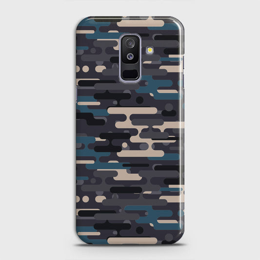Samsung Galaxy J8 2018 Cover - Camo Series 2 - Blue & Grey Design - Matte Finish - Snap On Hard Case with LifeTime Colors Guarantee