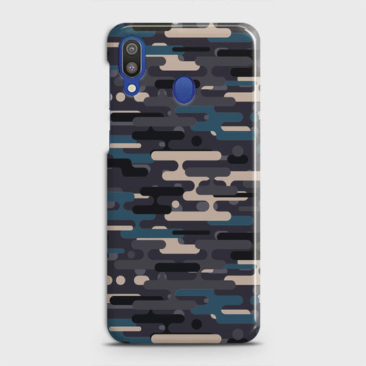 Samsung Galaxy M20 Cover - Camo Series 2 - Blue & Grey Design - Matte Finish - Snap On Hard Case with LifeTime Colors Guarantee