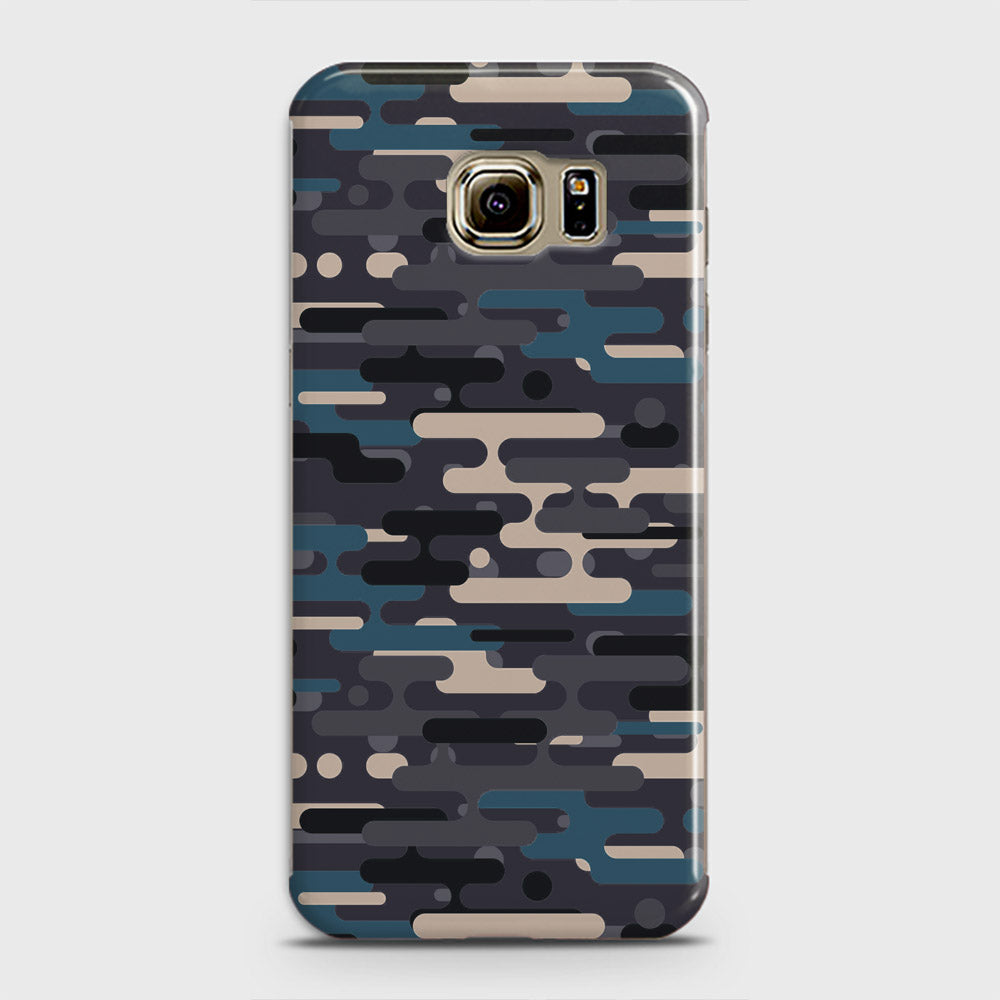 Samsung Galaxy S6 Edge Cover - Camo Series 2 - Blue & Grey Design - Matte Finish - Snap On Hard Case with LifeTime Colors Guarantee