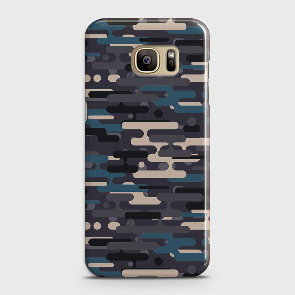 Samsung Galaxy S7 Edge Cover - Camo Series 2 - Blue & Grey Design - Matte Finish - Snap On Hard Case with LifeTime Colors Guarantee