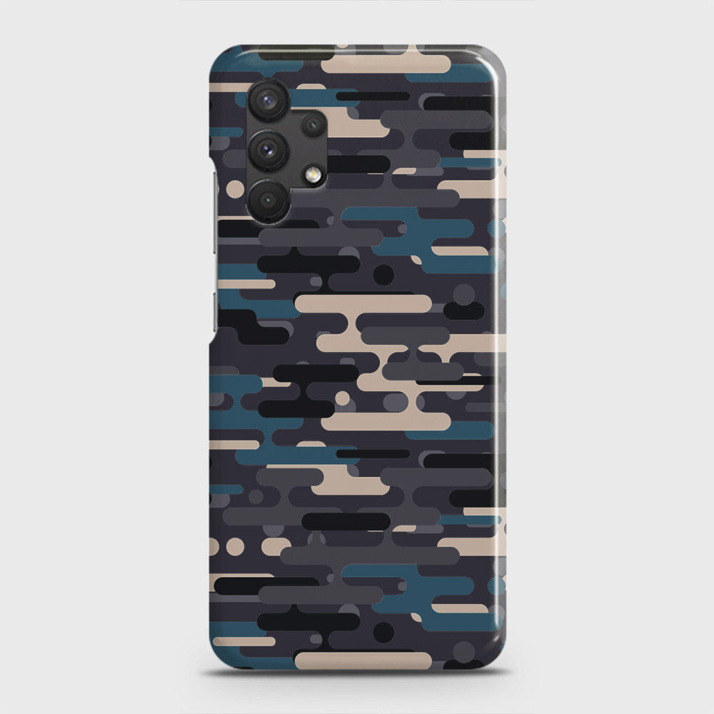 Samsung Galaxy A32 Cover - Camo Series 2 - Blue & Grey Design - Matte Finish - Snap On Hard Case with LifeTime Colors Guarantee