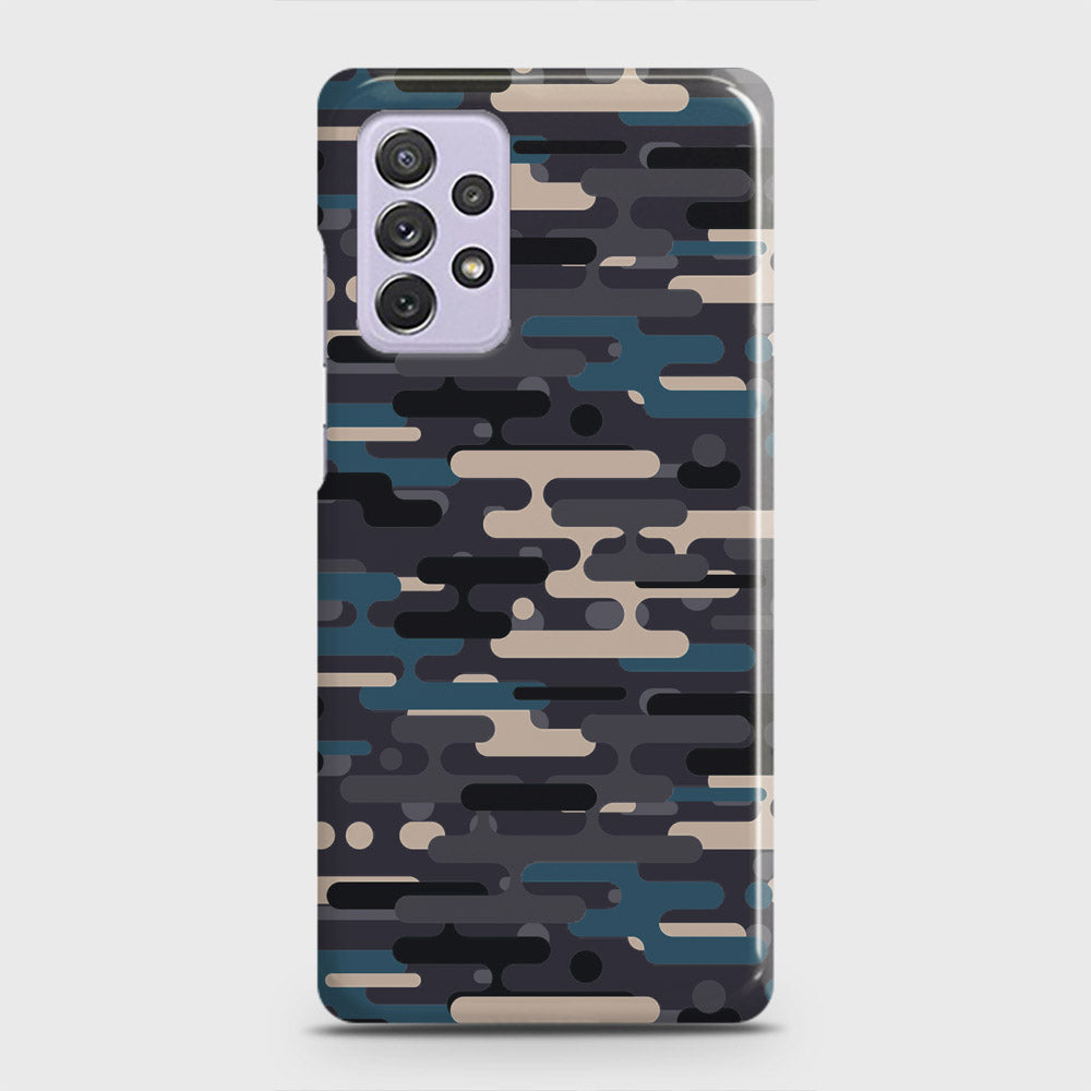 Samsung Galaxy A72 Cover - Camo Series 2 - Blue & Grey Design - Matte Finish - Snap On Hard Case with LifeTime Colors Guarantee