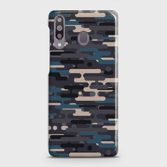 Samsung Galaxy M30 Cover - Camo Series 2 - Blue & Grey Design - Matte Finish - Snap On Hard Case with LifeTime Colors Guarantee