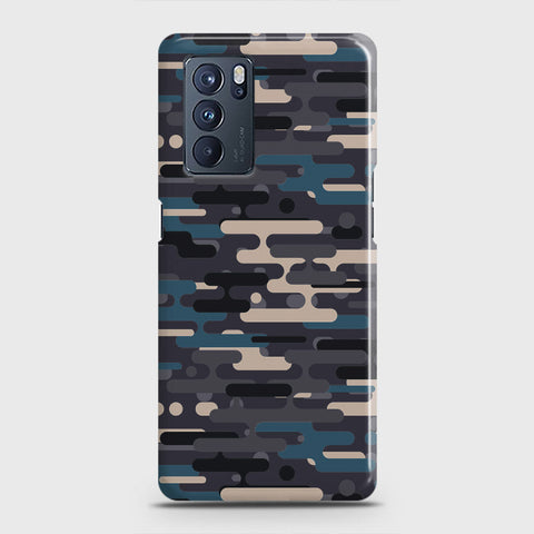Oppo Reno 6 Pro 5G Cover - Camo Series 2 - Blue & Grey Design - Matte Finish - Snap On Hard Case with LifeTime Colors Guarantee