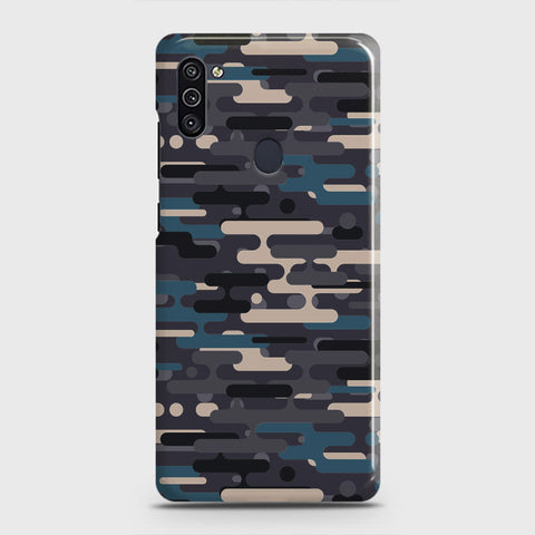 Samsung Galaxy M11 Cover - Camo Series 2 - Blue & Grey Design - Matte Finish - Snap On Hard Case with LifeTime Colors Guarantee