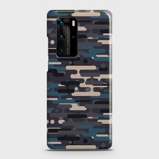 Huawei P40 Pro Cover - Camo Series 2 - Blue & Grey Design - Matte Finish - Snap On Hard Case with LifeTime Colors Guarantee