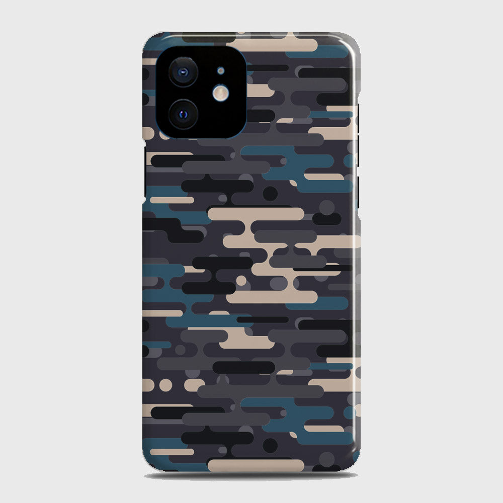 iPhone 12 Mini Cover - Camo Series 2 - Blue & Grey Design - Matte Finish - Snap On Hard Case with LifeTime Colors Guarantee