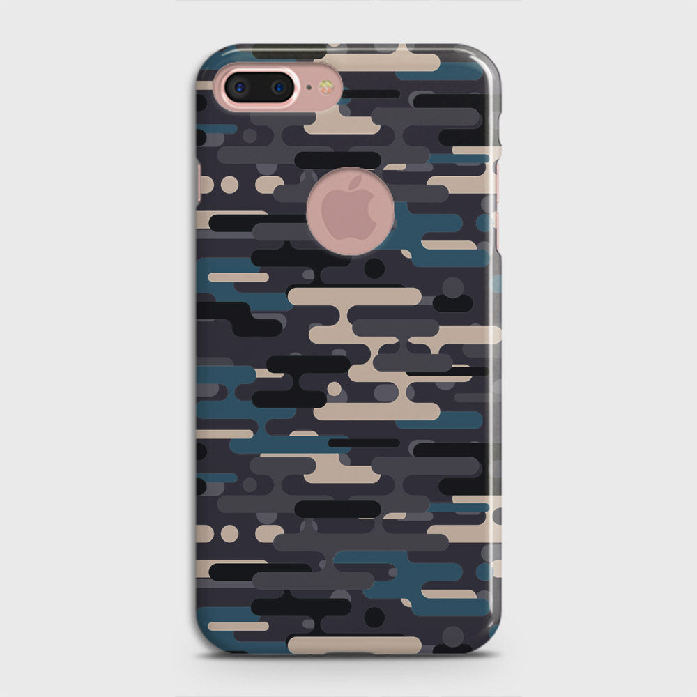 iPhone 8 / 7 Logo Cover - Camo Series 2 - Blue & Grey Design - Matte Finish - Snap On Hard Case with LifeTime Colors Guarantee