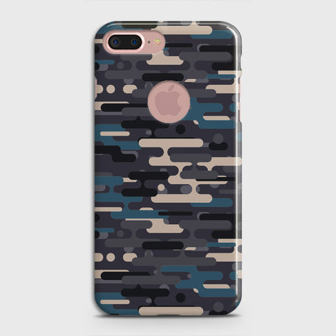 iPhone 8 / 7 Logo Cover - Camo Series 2 - Blue & Grey Design - Matte Finish - Snap On Hard Case with LifeTime Colors Guarantee