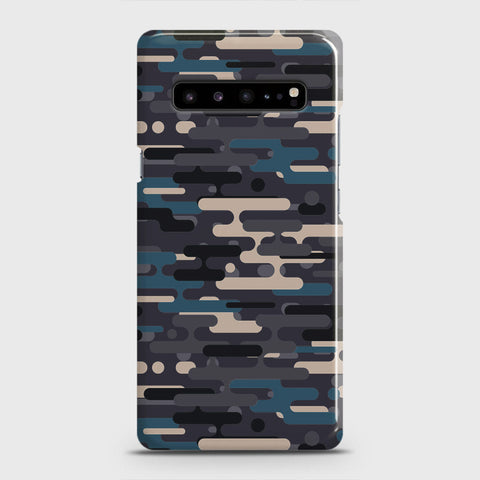 Samsung Galaxy S10 5G Cover - Camo Series 2 - Blue & Grey Design - Matte Finish - Snap On Hard Case with LifeTime Colors Guarantee