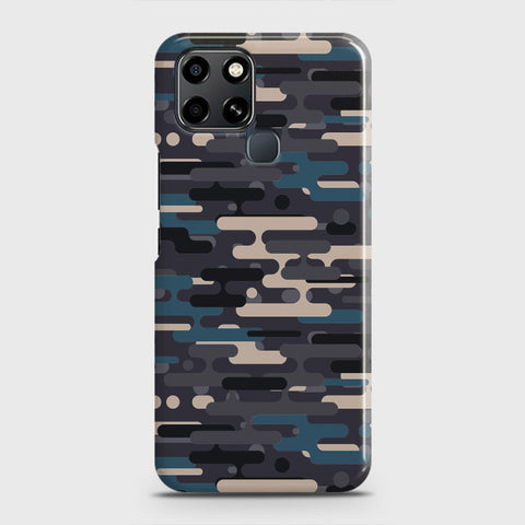 Infinix Smart 6 Cover - Camo Series 2 - Blue & Grey Design - Matte Finish - Snap On Hard Case with LifeTime Colors Guarantee