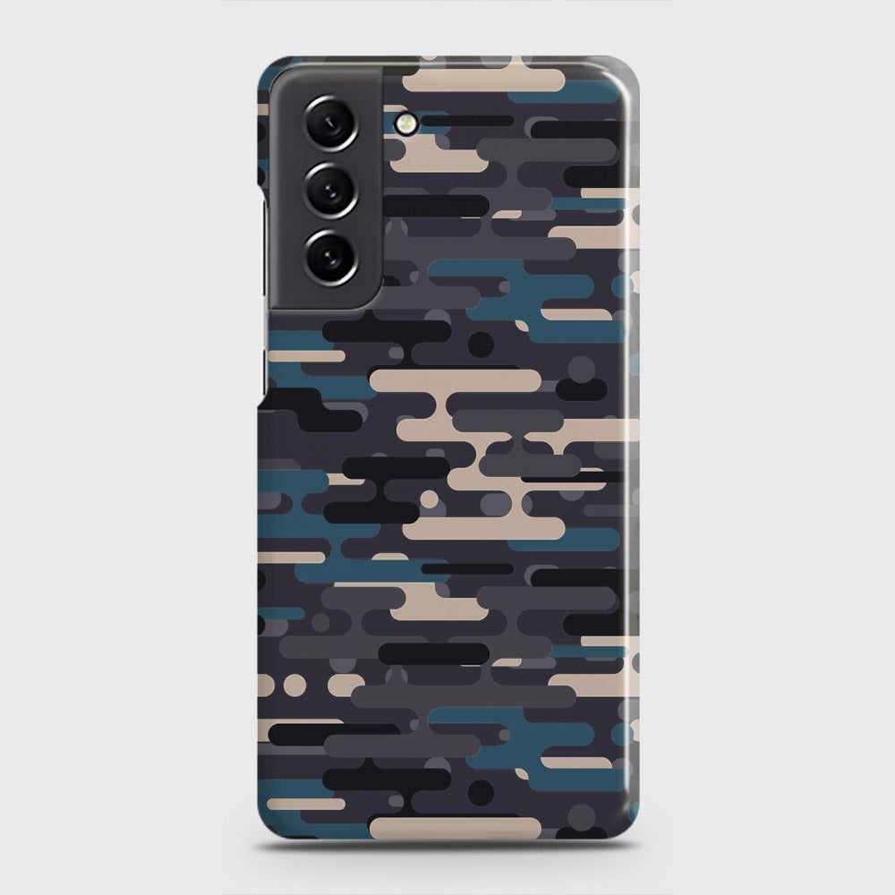 Samsung Galaxy S21 FE 5G Cover - Camo Series 2 - Blue & Grey Design - Matte Finish - Snap On Hard Case with LifeTime Colors Guarantee (Fast Delivery)