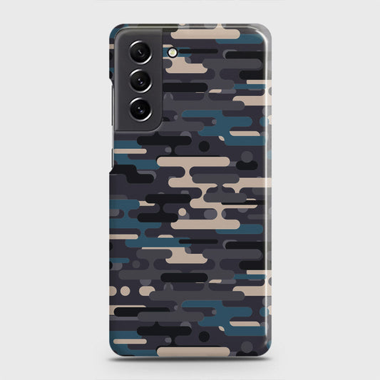 Samsung Galaxy S21 FE 5G Cover - Camo Series 2 - Blue & Grey Design - Matte Finish - Snap On Hard Case with LifeTime Colors Guarantee (Fast Delivery)
