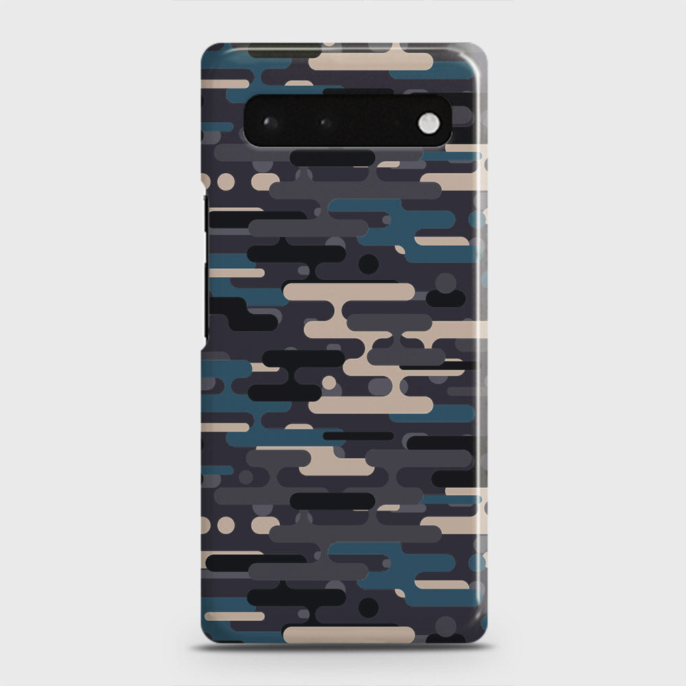 Google Pixel 6 Cover - Camo Series 2 - Blue & Grey Design - Matte Finish - Snap On Hard Case with LifeTime Colors Guarantee
