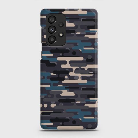 Samsung Galaxy A73 5G Cover - Camo Series 2 - Blue & Grey Design - Matte Finish - Snap On Hard Case with LifeTime Colors Guarantee