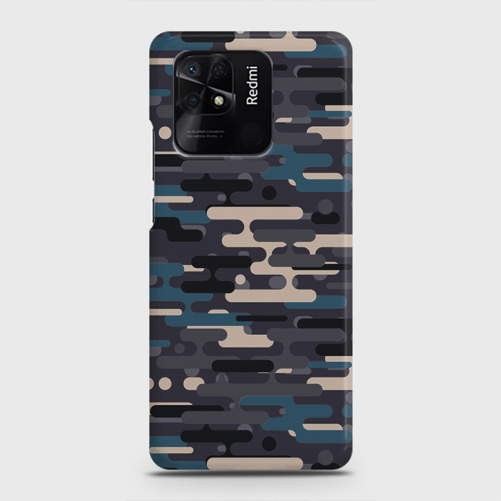 Xiaomi Redmi 10C Cover - Camo Series 2 - Blue & Grey Design - Matte Finish - Snap On Hard Case with LifeTime Colors Guarantee