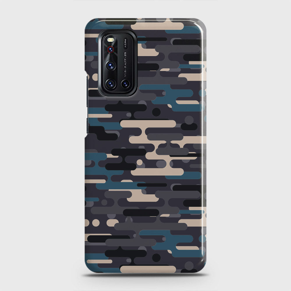 Vivo V19  Cover - Camo Series 2 - Blue & Grey Design - Matte Finish - Snap On Hard Case with LifeTime Colors Guarantee