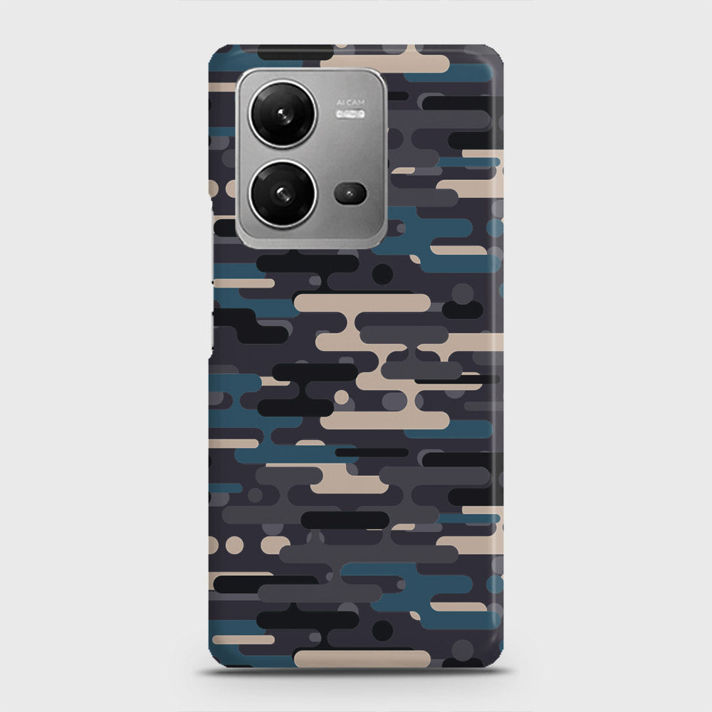 Vivo V25 Cover - Camo Series 2 - Blue & Grey Design - Matte Finish - Snap On Hard Case with LifeTime Colors Guarantee