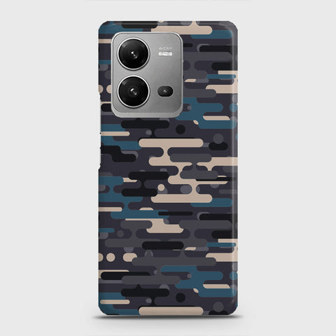 Vivo V25 Cover - Camo Series 2 - Blue & Grey Design - Matte Finish - Snap On Hard Case with LifeTime Colors Guarantee