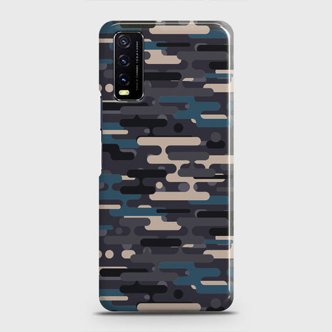 Vivo Y20s  Cover - Camo Series 2 - Blue & Grey Design - Matte Finish - Snap On Hard Case with LifeTime Colors Guarantee