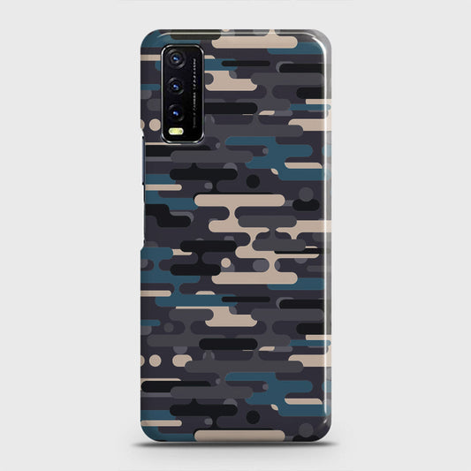 Vivo Y20A  Cover - Camo Series 2 - Blue & Grey Design - Matte Finish - Snap On Hard Case with LifeTime Colors Guarantee