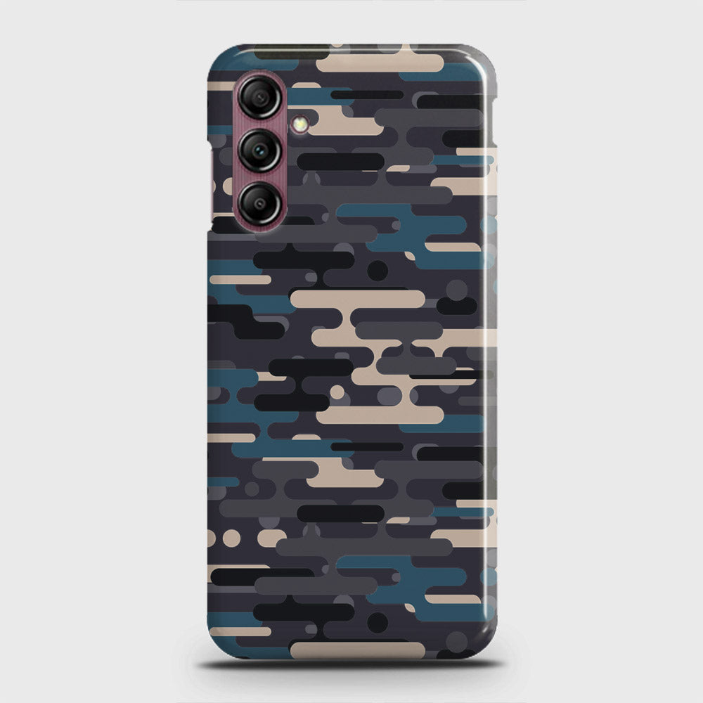 Samsung Galaxy A14 4G Cover - Camo Series 2 - Blue & Grey Design - Matte Finish - Snap On Hard Case with LifeTime Colors Guarantee